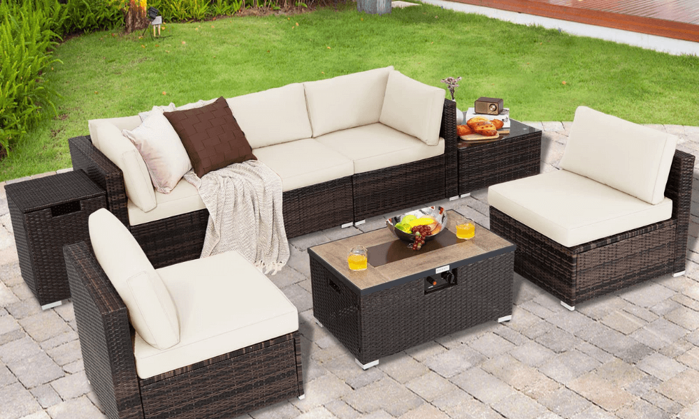 Outdoor Conversation Set | Patio Set with Fire Pit -Tangkula