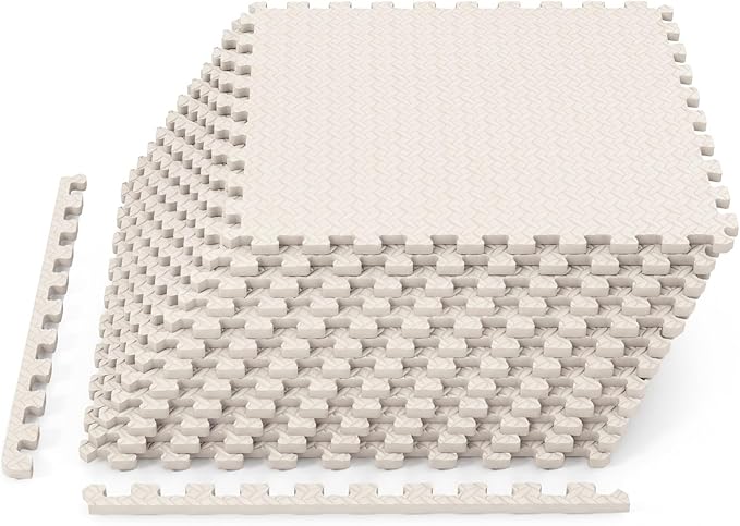 Tangkula 12/24/36/48 Tiles Exercise Flooring Mats with Border
