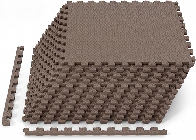 Tangkula 12/24/36/48 Tiles Exercise Flooring Mats with Border