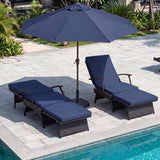 Tangkula Folding Wicker Chaise Lounge with 11-Level Adjustable Backrest to Flat (1/2)