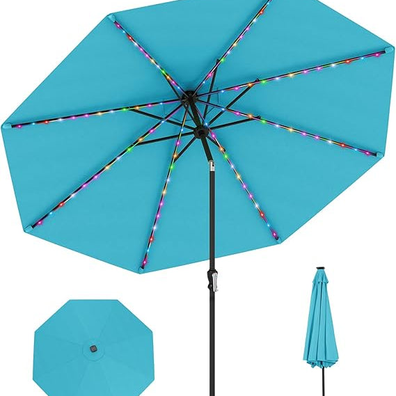 Tangkula 10 FT Solar Patio Umbrella for Backyard Poolside Deck Lawn