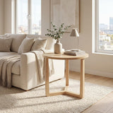 Tangkula Farmhouse Side Table | 22.5" Round End Table with Solid Rubber Wood Legs (1/2)
