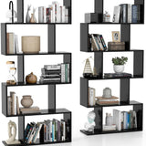Tangkula 5-Tier Geometric Bookshelf S Shaped Bookcase w/Anti-Toppling Device