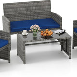 Tangkula 4 Piece Patio Wicker Furniture Set