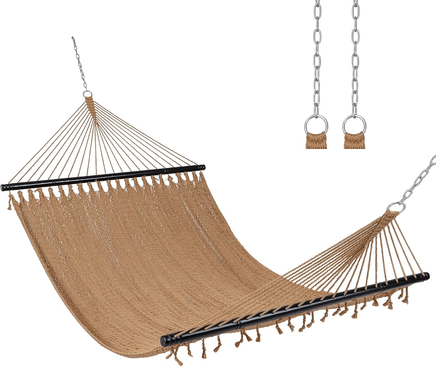 Tangkula 10.5FT Caribbean Double Hammock with Curved Spreader Bars
