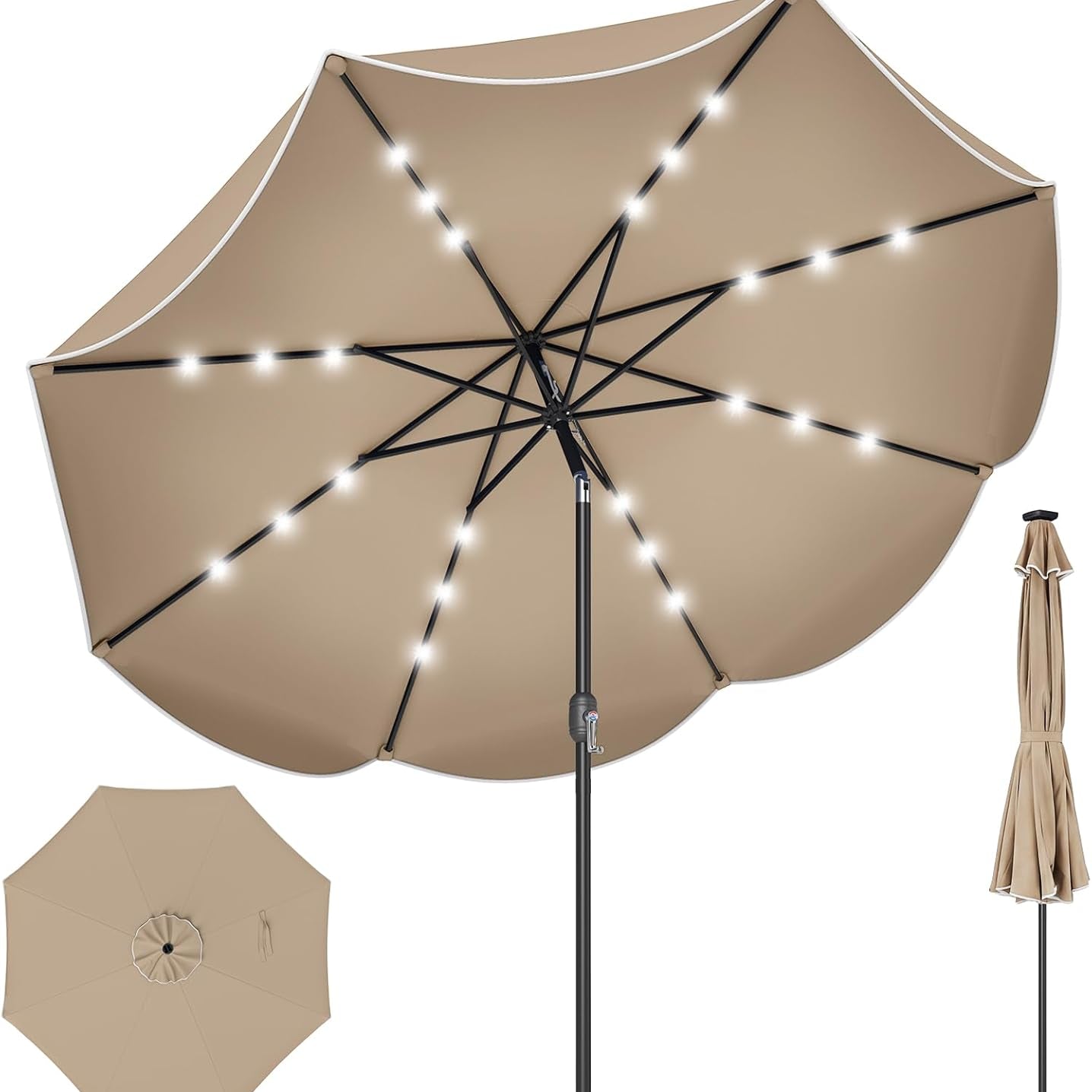 Tangkula 9 FT Solar Patio Umbrella with Base Included