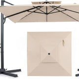 Tangkula 10 FT Patio Cantilever Umbrella | Large Square Offset Hanging Umbrella w/ 360° Rotation