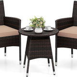 Tangkula 3 Piece Patio Furniture Set | Hand-Woven PE Wicker Conversation Set