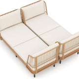 Tangkula Patio Rattan Daybed with Seat & Back Cushions