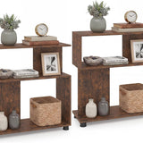 Tangkula Geometric 3-Tier Modern Reversible S-shaped Bookshelf with Anti-tipping Kits (1/2)