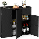 Tangkula Rattan Outdoor Storage Cabinet