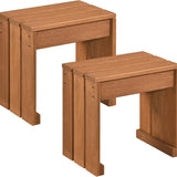 Tangkula Small Wood Outdoor Bench | Patio Backless Bench with Solid Wooden Frame