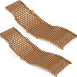 Tangkula Patio Folding Wooden Lounge Chair