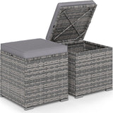 Tangkula 2 Pieces Patio Ottoman with Hidden Storage Space