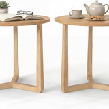Tangkula Farmhouse Side Table | 22.5" Round End Table with Solid Rubber Wood Legs (1/2)