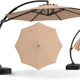 Tangkula 11FT Large Curved Round Cantilever Offset Patio Umbrella with Base Included
