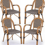 Tangkula Outdoor French Bistro Chairs | Hand-Woven PE Wicker Patio Chairs (2/4)