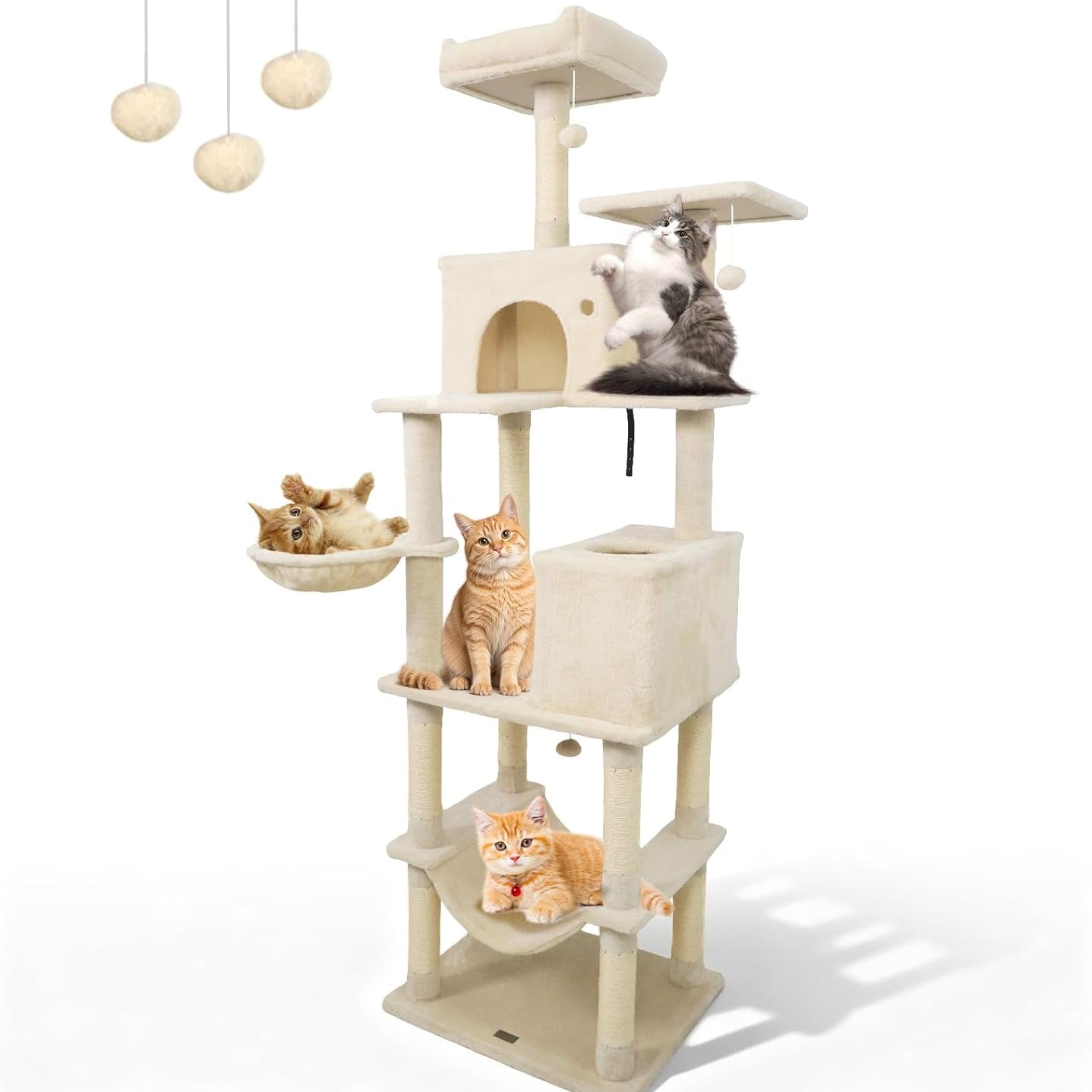 Tangkula 80 Inch Tall Multi-Level Cat Tower with Sisal Scratching Posts