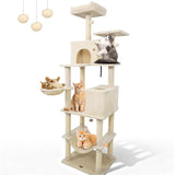 Tangkula 80 Inch Tall Multi-Level Cat Tower with Sisal Scratching Posts