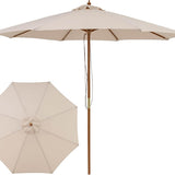 Tangkula 9 FT Patio Umbrella | Outdoor Table Market Umbrella with 8 Wooden Ribs