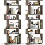 Tangkula 6 Tier S Shaped Bookshelf with Anti Toppling Device
