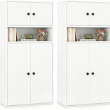 Tangkula 44” Tall Bookshelf with Doors 5-Tier Floor Standing with 2 Cabinets & Compartment