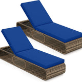 7-Position Adjustable PE Rattan Outdoor Chaise Lounge Chair