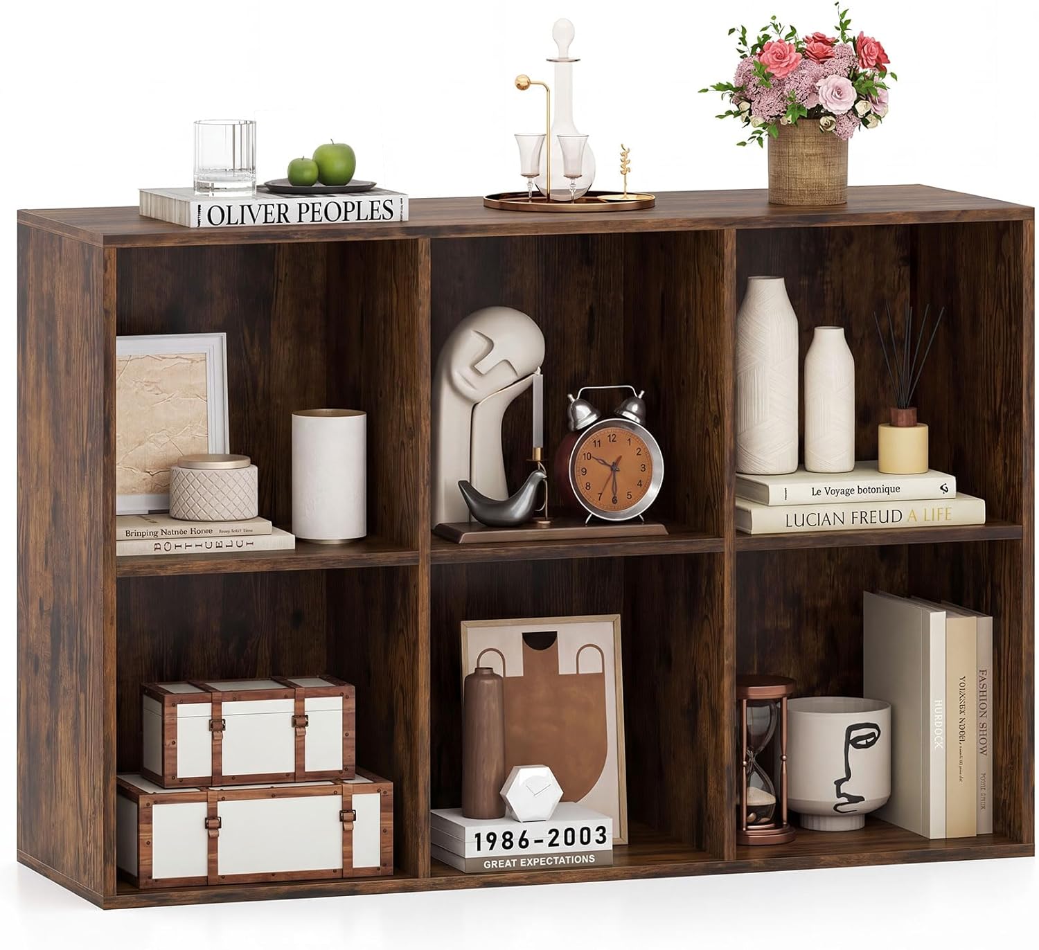 Tangkula 6-Cube Bookcase | Modern Freestanding 3-Tier Bookshelf