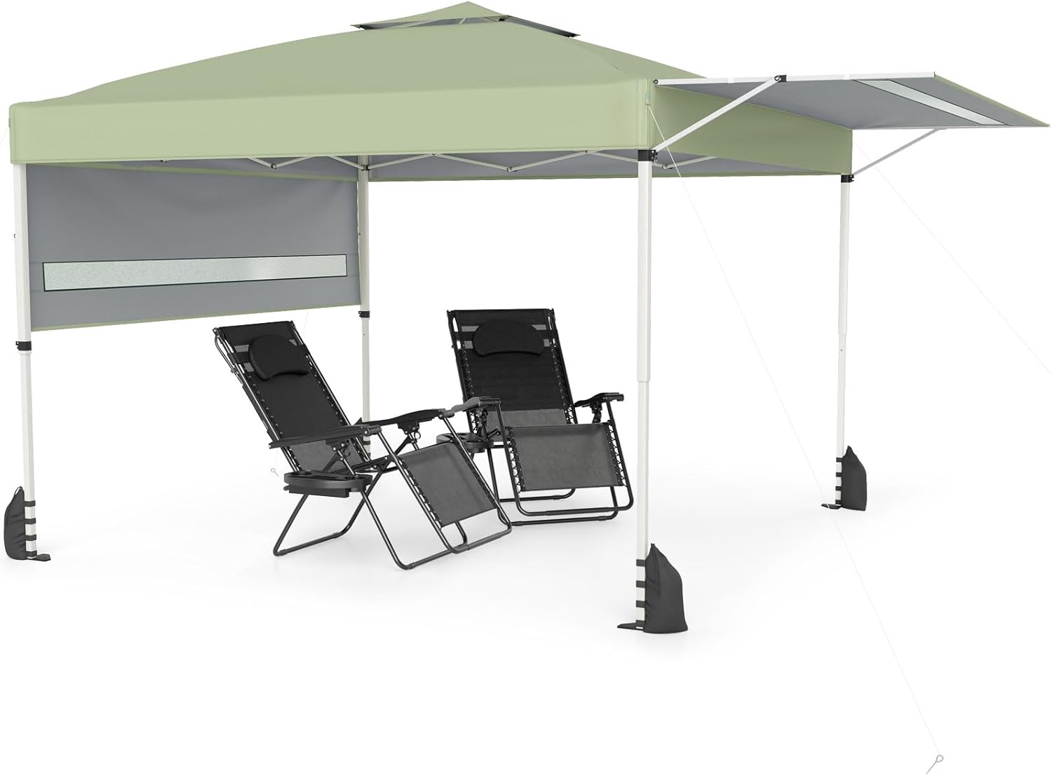 Tangkula 10x17 Ft Pop Up Canopy with Center Lock | Easy Setup Outdoor Canopy with 2 Adjustable Awnings
