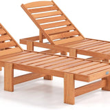 Tangkula Solid Wood Patio Chaise Lounge with 5-Level Adjustable Backrest (1/2)