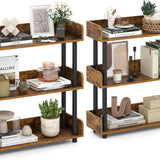 Tangkula 3-Tier Bookshelf Multipurpose Wood Standing Display Rack with Back and Side Panels