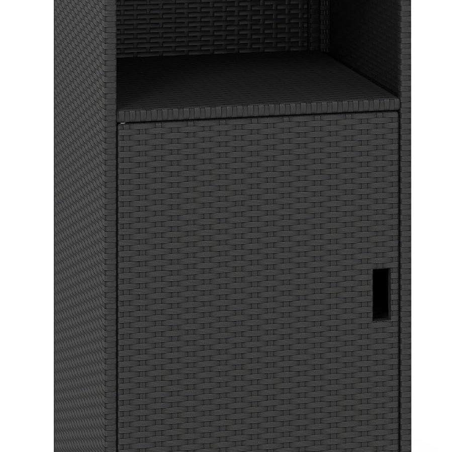 Tangkula PE Wicker Outdoor Cabinet with 3 Storage Shelves