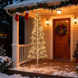 Tangkula Christmas Outdoor Lighted Birch Tree Pre-lit Decor with Warm White Light LED Lights