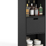 Tangkula Rattan Patiojoy Outdoor Wicker Cabinet with 3 Shelves