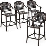 Set of 2/4 Outdoor Bar Stool 25.5 Inch Counter Height Cast Aluminum Bar Chairs