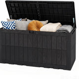 Tangkula Outdoor Storage Box | Waterproof PP Resin Patio Storage Box with Lockable Lid