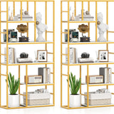 Tangkula 71 Inch Tall Bookshelf Metal Frame 5-Tier Geometric Bookcase