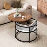 Tangkula Lift Top Coffee Table 31.5" Round Center Table with Hidden Compartment & Side Shelves