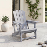 Tangkula HDPE Adirondack Chairs | 550 LBS Max Load Screw-Free Outdoor Chairs with Realistic Wood Grain