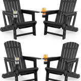Tangkula All-Weather HDPE Adirondack Chair with Cup Holder (1/2/4)