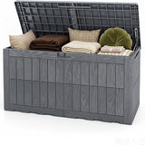 Tangkula Outdoor Storage Box | Waterproof PP Resin Patio Storage Box with Lockable Lid