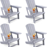 Tangkula HDPE Adirondack Chairs | 550 LBS Max Load Screw-Free Outdoor Chairs with Realistic Wood Grain