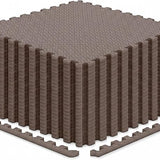 Tangkula 12/24/36/48 Tiles Exercise Flooring Mats with Border(Brown)