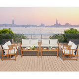 Tangkula 4 Pieces Patio Sofa Set, Outdoor Mix Brown Rattan Conversation Set with Acacia Wood Frame