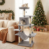 Tangkula 58 Inch Multi-Level Cat Tree Soft Plush Cat Tower with Padded Top Perch