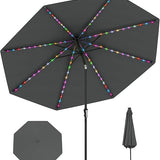 Tangkula 10 FT Solar Patio Umbrella for Backyard Poolside Deck Lawn