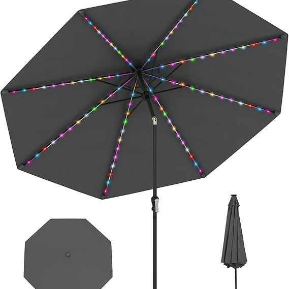 Tangkula 10 FT Solar Patio Umbrella for Backyard Poolside Deck Lawn