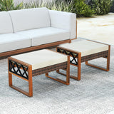 Tangkula Rattan Wicker Outdoor Ottoman Set of 2