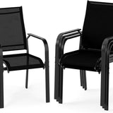 Tangkula Patio Dining Chairs | Stackable Outdoor Armchairs with Metal Frame