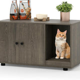 Tangkula Cat Litter Box Enclosure | Hidden Litter Box Furniture with Scratching Board